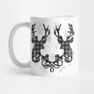 Buffalo Checked Reindeer & Snowflakes, Cute Winter Season Farmhouse Christmas Mug